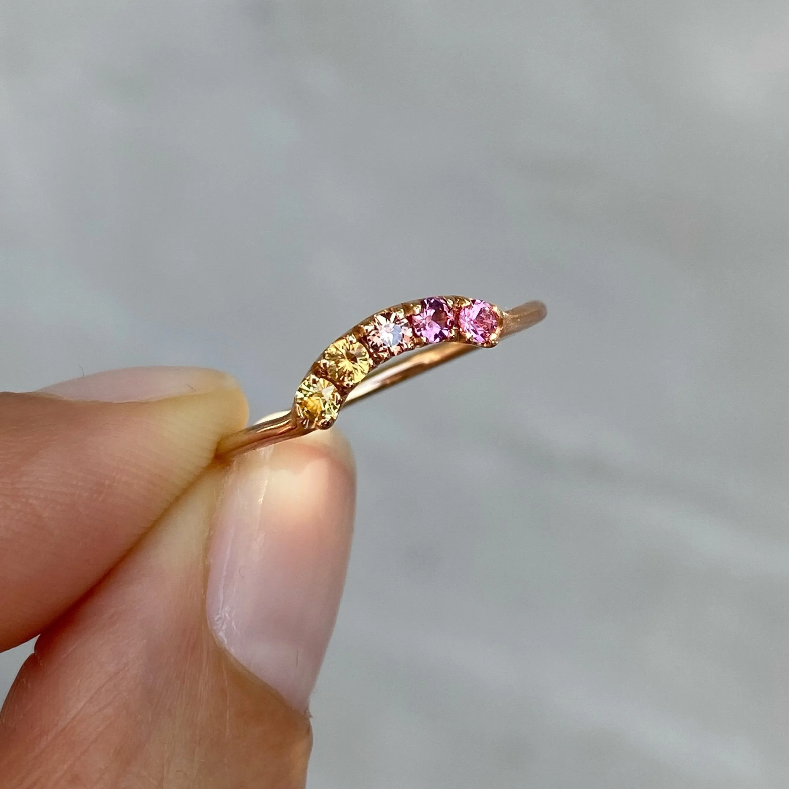 Sunset Arc Ombré Sapphire Curve Ring