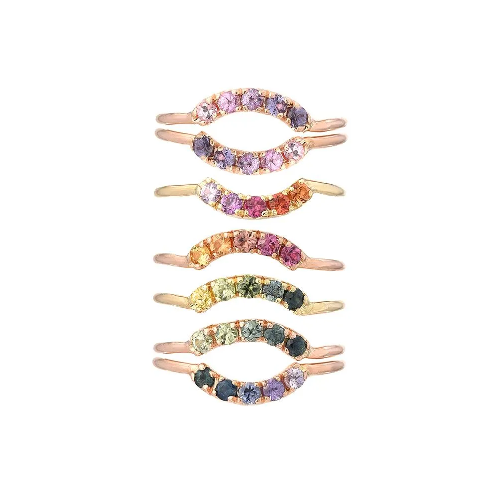 Sunset Arc Ombré Sapphire Curve Ring