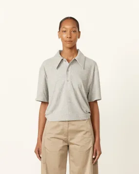 Terry Easy Polo Shirt in Heather Grey