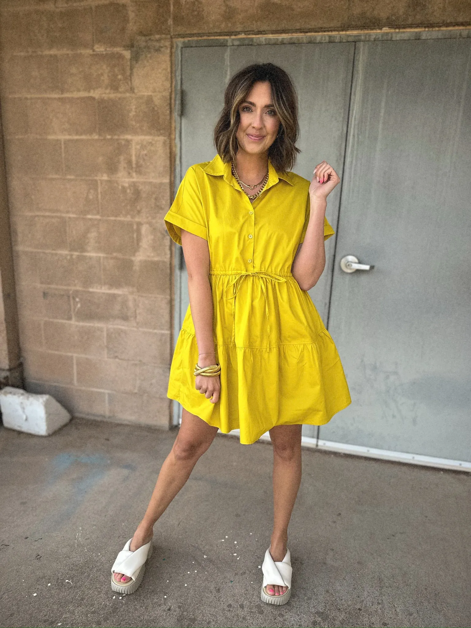 Tilda Shirt Mini Dress | Mustard