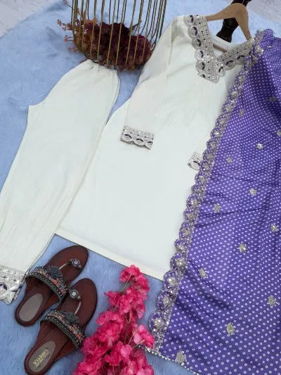 White Pure Dal Satin Salwar Suit UK Next Day