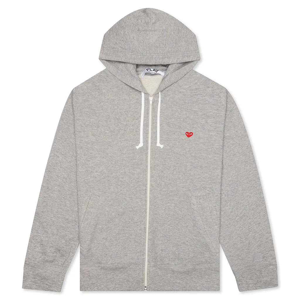 Women's Small Red Heart Hoodie - Grey