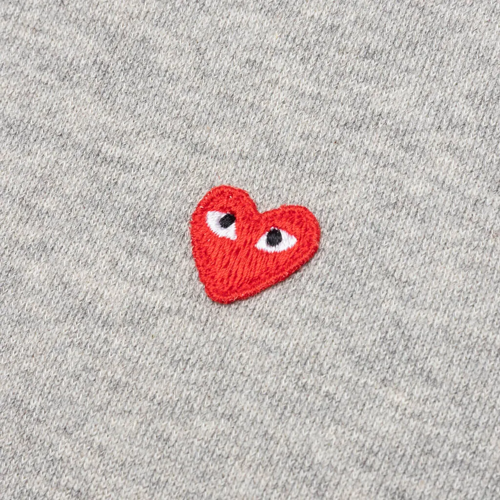 Women's Small Red Heart Hoodie - Grey